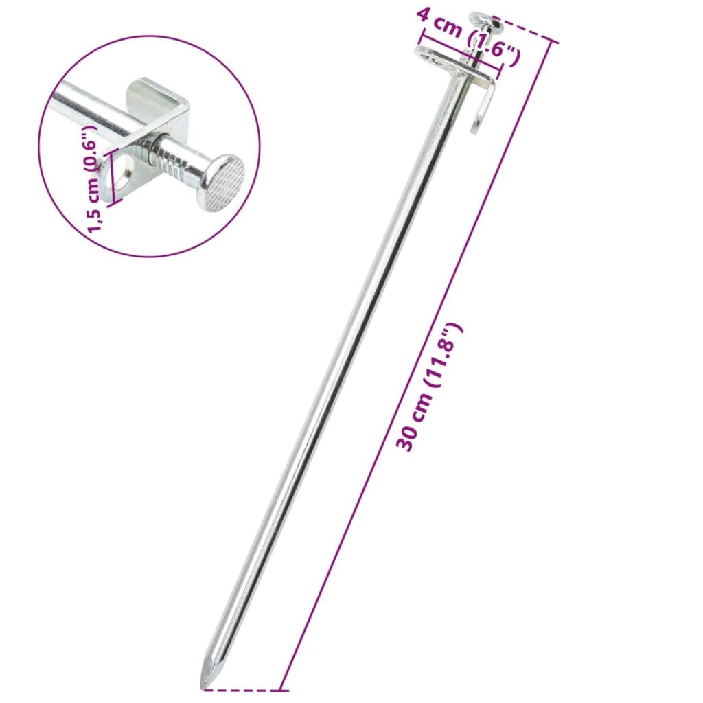 24er Zeltheringe aus verzinktem Stahl, 19, lang, stark, silbern, mit Haken und Öse für Zeltzubehör, Abspannleine, Sturmleine, Tarp und Pavillon bei Camping und Wandern