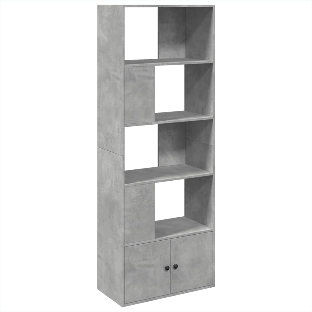 Libreria grigio cemento, 70 x 36 x 189 cm, in legno con scomparti multipli per una conservazione versatile e come divisorio