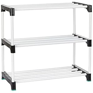 Amazon Brand – Solimo Shoe Rack, 3 Shelves, Black, Plastic