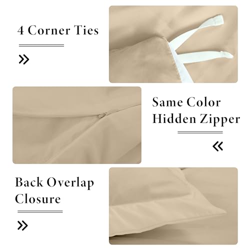 Image of ROYALE LINENS Sand Duvet Cover King Size - 3 Piece Bedding Comforter Covers - Zipper Closure - 1 King Duvet Cover 104x90 inches and 2 Pillow Shams - No Comforter Included