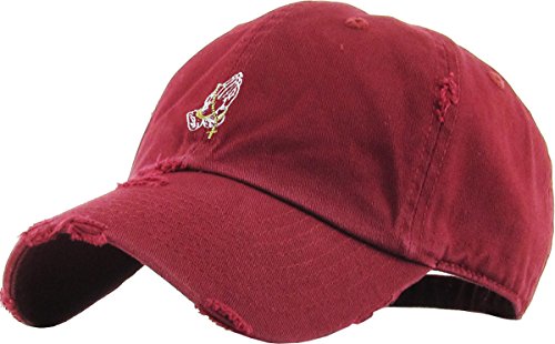 Image of KBETHOS Praying Hands Rosary Dad Hat Baseball Cap Unconstructed Polo Style Adjustable Unisex