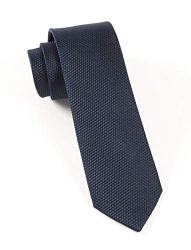 The Tie Bar 100% Woven Silk Midnight Navy Solid Textured 2 1/2 Inch Skinny Tie