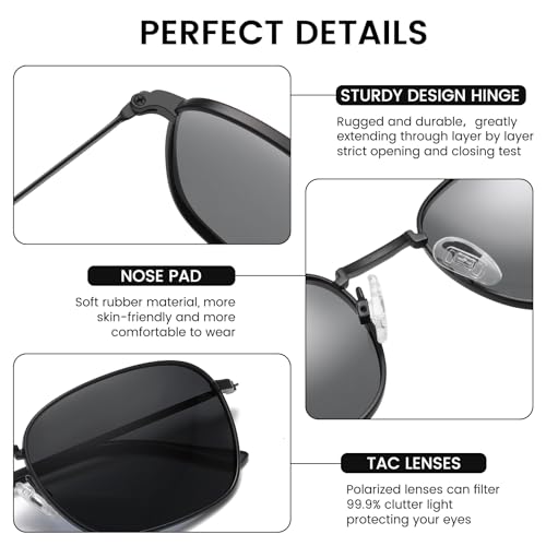 Image of DUCO Square Sunglasses for Men Women Polarized Driving Sun Glasses UV400 Protection Retro Shades DC3038