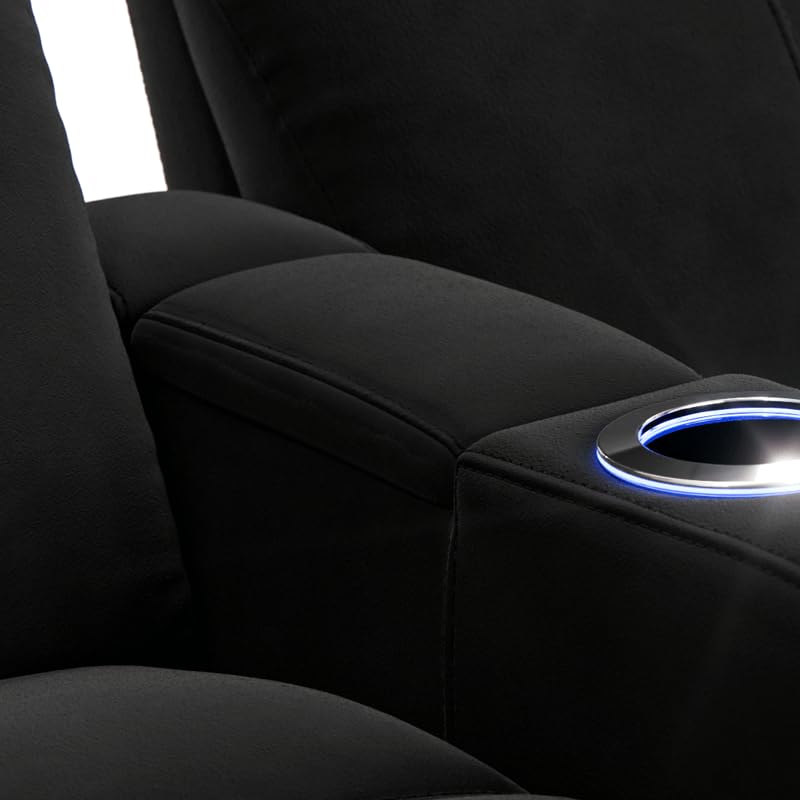 Image of Seatcraft Monterey Home Theater Seating Aria Onyx Row of 3 | Fabric, Wall Hugger, Zero Gravity, Powered Headrest, Power Recline, Zero Gap, USB charging