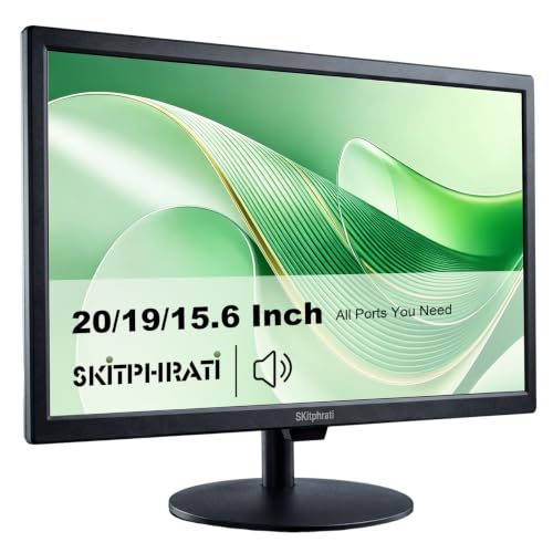 Image of SKitphrati 15.6 Inch Small Computer PC Monitor, 1366x768 Video Screen with HDMI VGA BNC Ports, VESA Mounting, NVR /DVR for Home Office, Built-in Speakers