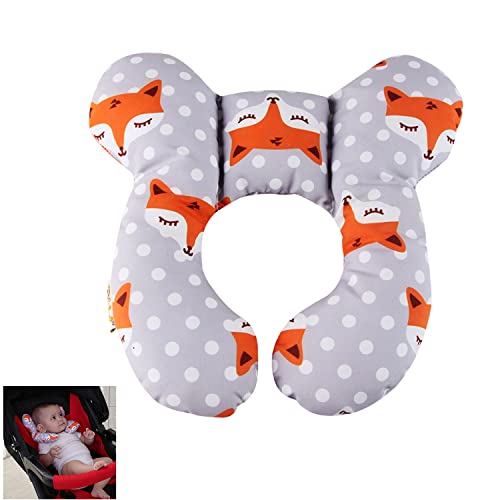 YLYDMY Baby Reisekissen U-förmiges Kissen Baby Kopf- und Nackenstützkissen, Baby Autositz Kopfstütze,Baby Reise Nackenkissen,Verhindert das Abkippen des Kopfes im Schlaf (Orangen Fuchs) Cover