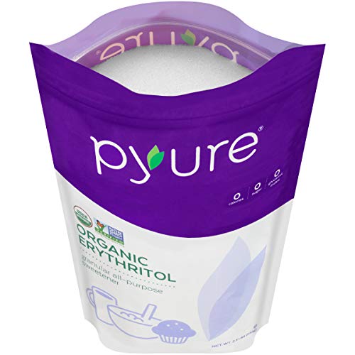 Organic Erythritol Granulated Sweetener by Pyure, 0 Calorie, 0 Net Carbs, non-GMO, 2.5 Pound (40 Ounces)