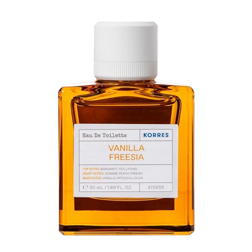 KORRES VANILLA FREESIA Eau De Toilette da donna, fragranza femminile floreale ed elegante, 88% ingredienti naturali, vegan, 50ml