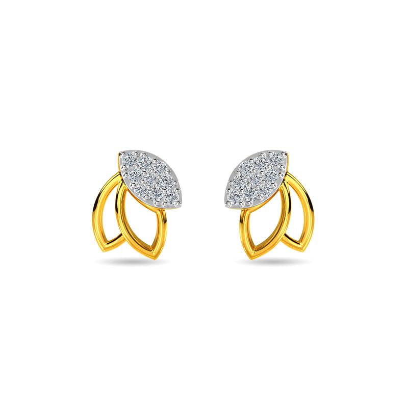 Image of KISNA JEWELS 14KT|18KT BIS Hallmark Pure Gold and Diamond Stud Earrings For Women with Screw Back clouser
