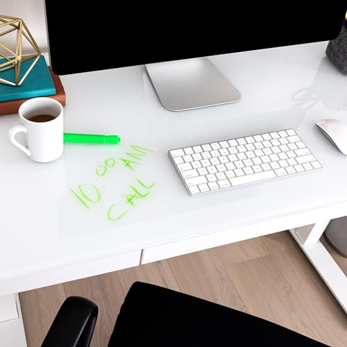 Seville Classics Airlift Mesa Regulable en Altura Vidrio Templado, Blanco, 121x61 cm - imagen 5