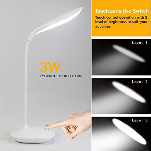 TOHOOYO Schreibtischlampe LED-Lampen-Schreibtisch-Lampe Augenschutz Flexible Nachttischlampe LED nachladbare Lesen… – Bild 4
