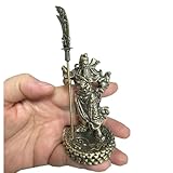 Vintage Brass Laughing Buddha Statue,Solid Metal Mini Chinese Fengshui Figurine Garden Dollhouse Collection Lucky Ornaments for Desk Decor,Car Attracting Money Wealth&Success (Brass -Guan Yu)