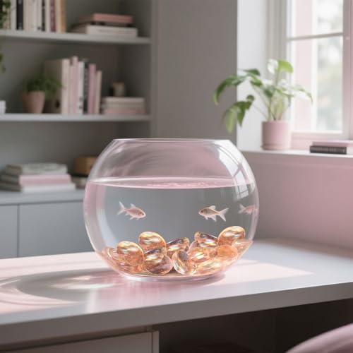 image for FUTUREPLUSX 1LB Pink Flat Glass Marbles, Vase Fillers Gems Fish Bowl M