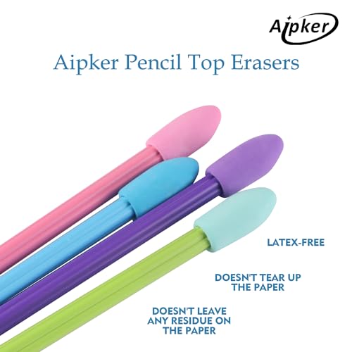Aipker Pencil Erasers, Pencil Top Erasers, Pencil Erasers Toppers,Cap Erasers,Pencil Top Erasers for Kids,Pencil Top Erasers Bulk (80Pcs/Box)