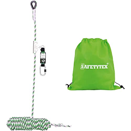 Safetytex Mitlaufende Absturzsicherung 10m - für Auffanggurt/Haltegurt - Fallschutz EN 353-2 - Bandfalldämpfer -Selbstsicherung Auffangseil - Absturzsicherung Höhenarbeit - Halteseil Bauarbeiten