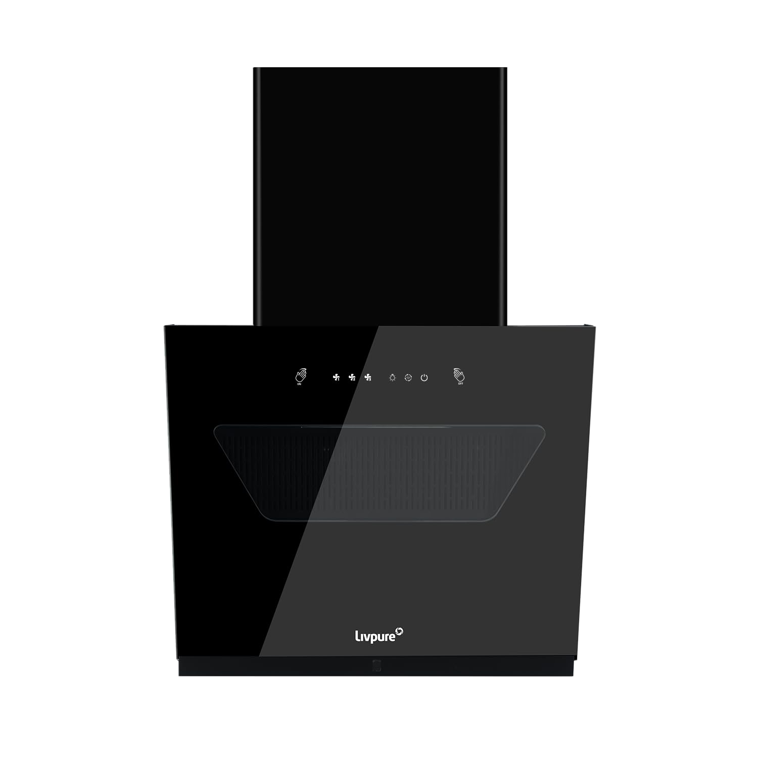 Livpure Emerald 60 cm | Slant | 1400 m³/hr Suction | Filterless | Touch & Gesture Control | Low Noise | 10 Years Motor + 2 Years Comprehensive Warranty | Black