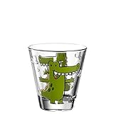 Verspieltes Kinder-Glas – Das lustige Krokodil-Motiv auf dem Wasser-Glas sorgt für Trinkspaß zu jedem Anlass. Säfte, Schorlen, Milch und Wasser schmecken aus den fröhlich bunten Trink-Becher besonders gut