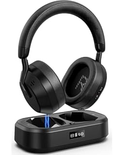 Wireless Headphones for TV with LED Display, TV Headphones Wireless for Seniors with Transmitter Charging Base, No Audio Delay Bluetooth V5.3, Plug and Play, Gift for Seniors/Hearing Impaired (Black)