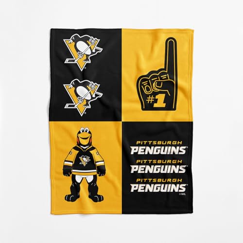 NHL Pittsburgh Penguins Officially Licensed Baby Swaddle Blanket, 40 x 50 in, Soft Lightweight Polyester, Domino Design