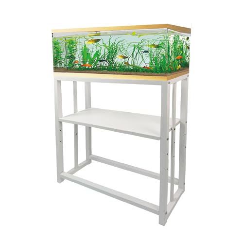 Image of Fish Tank Stand,10 Gallon Heavy Duty Metal Aquarium Stands, Reptile Tank, Turtle Tank, Breeder Tank Stand, 220LBS Capacity Terrarium Stand Rack with 2-Tier Storage Shelves (White, 24.8 inchx9.2 inchx30 inch)
