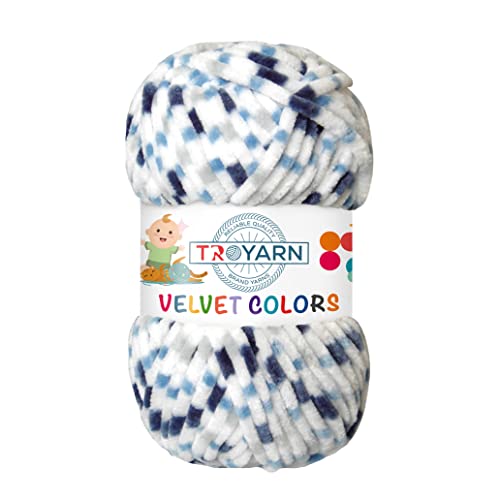 Troyarn Velvet Colors Chenille Baby Blanket Yarn Amigurumi Yarn for Crocheting and Knitting Super Bulky 100 gr (131 yds) (10211)