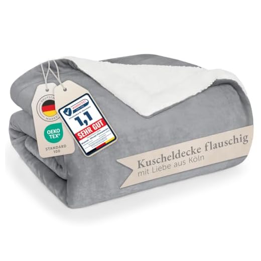 Blumtal Flauschige Sherpa Kuscheldecke – hochwertige Wohndecke, super weiche Fleecedecke als Sofaüberwurf, Tagesdecke oder Wohnzimmerdecke, 130 x 150 cm, Grau