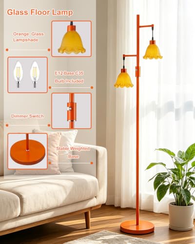 Image of Lightdot Globe Floor Lamp with LED Bulbs Included, Dimmable Floor Lamps,Unique Modern Standing Tall Lamp for Bedroom Living Room /Sofa Beside /Corner Decor-Gold