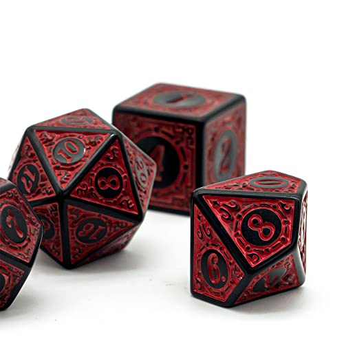 Cusdie 7Pcs/Set DND Dice Set D&D Polyhedral Dice for Dungeons and Dragons TTRPG Role Playing Dice Games RPGs (Red with Black Edge) - Image 4