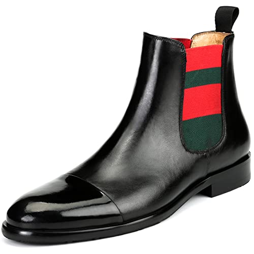 MDGBSIS Men Chelsea Ankle Boots Casual Chukka Dress Shoes Non Slip Fashion Lightweight leather upper Booties (7M Black)