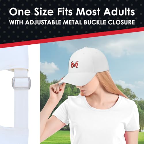Image of Disney Minnie Mouse Dad Hat, Cotton Adjustable Baseball Cap with Curved Brim