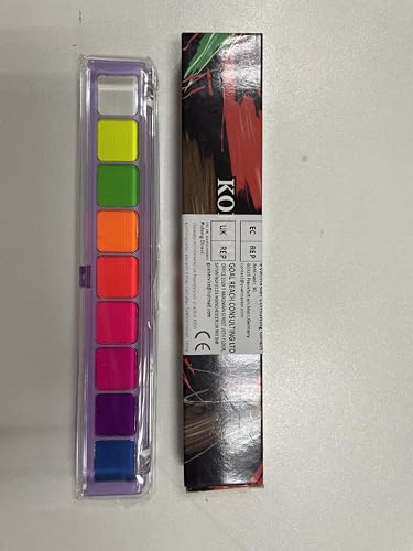 KARLOR UV Neon Face Paint, 9 Fluorescent Eyeshadow Palette, Neon Body Paint for Neon Make-Up Eyes Graphic Eyeliner Face Body Painting Set Highlight Makeup Glow in dark - Image 8