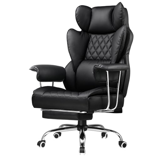 Image of GTPLAYER Gaming Chair,Office Chair with Pocket Spring Lumbar Support, Ergonomic Comfortable Wide Office Desk Computer Chair with Outward Fixed Soft Armrests and Footrest (PU Leather, Black)
