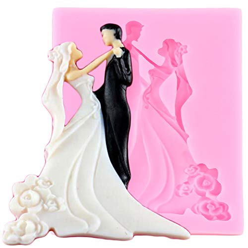 DUBENS Stampo in silicone per torta nuziale e sposo, coppia di stampi per dolci in gelatina, zucchero e cioccolato, stampi in silicone per dolci candy, decorazione per cupcake (A)