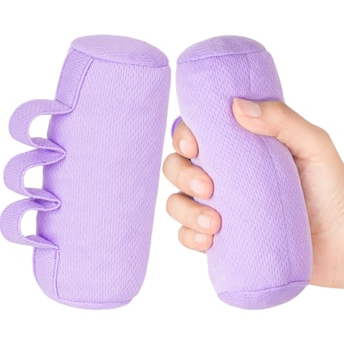Palm Grips, Hand Contracture Cushions, Finger Grips, Finger Splitter, Palm Protector for Hand Contracture, Grip Strengthener Pad for Elderly, Stress Relief, Sweat Resistant, Washable, Purple, S, 2 Pcs
