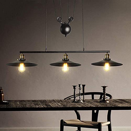 Lampes suspendues à trois têtes noires en fer forgé rétro pour véranda - 4
