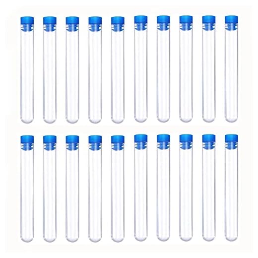 20 Piezas Tubo de Ensayo de Sellado Transparente, Tubo Ensayo Plástico con Tapas, Tubo de Ensayo de Plástico, para Experimentos Científicos