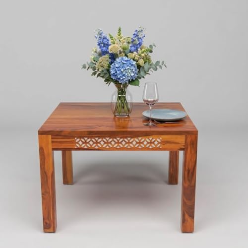 Image of Wood Dining Table with Chair 4 Seater || Dining Table Set || Dining Room Set || Wooden 4 Seater Dining Table || Modern and Unqiue Dining Table Home Living Room (4 Seater Dining Table) Honey Finish