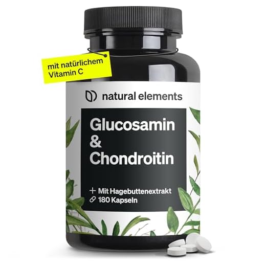 Glucosamine & Chondroitin, 180 Capsules with Vitamin C, Contributes to Normal Collagen Formation, High Dose, No Unnecessary Additives, Produced in Germany & Laboratory-Tested