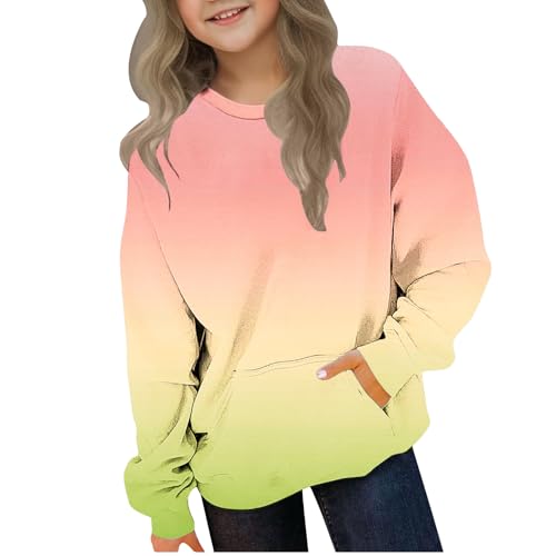Gradient Sweatshirt for Teen Girls Long Sleeve Round Neck Oversized Sweatshirt Fall Fashion Soft Y2k Preppy Pullover