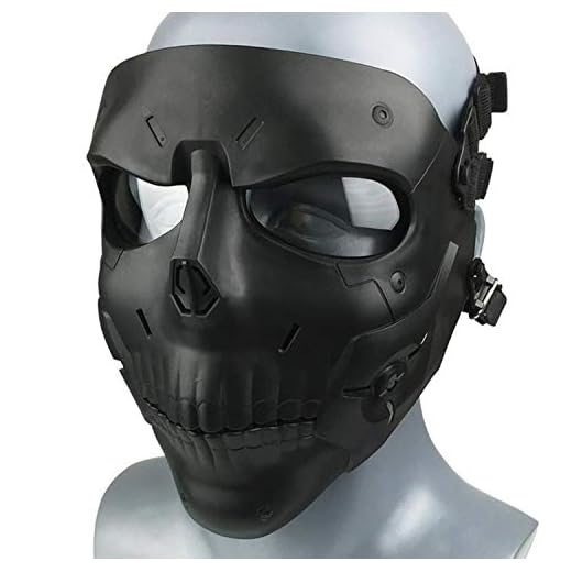 JFFCESTORE Tactical Mask Anti-Fog Airsoft Paintball mask Protective Full Face Clear Lens Skull mask Dual Mode Wearing Design Adjustable Strap One Size fit Most (Black Transparency Lens)