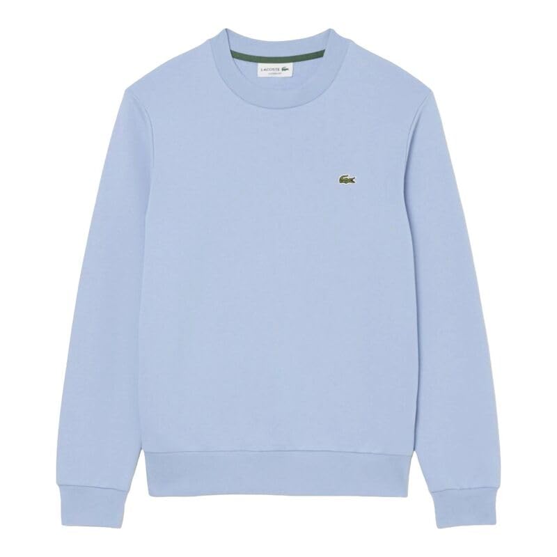 Lacoste Sudadera Classic Fit de Felpa, Color Azul, Cuello Redondo, Algodón Orgánico, Cocodrilo Bordado