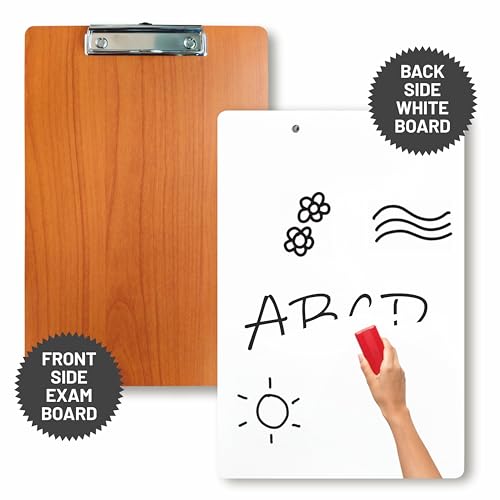 Image of Anupam Duo Exam Board, 6 mm thickn Wooden Clipboards Hardboard with Low Profile Clip, Standard A4 Letter Size Wood Clip Boards for Office, School, Classroom Supplies (36x24cm, Wood Beige)