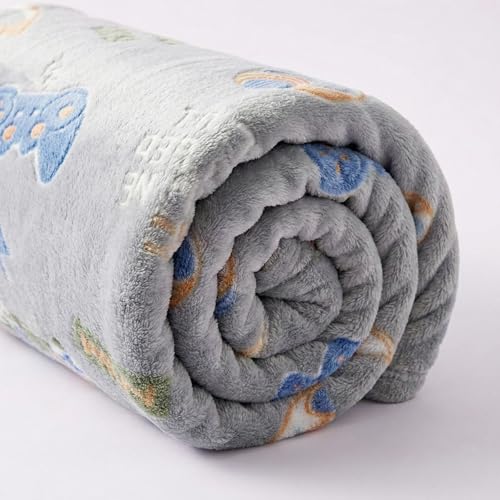 Image of BSB HOME Glow in The Dark Kids Blanket, Soft Flannel Fleece Luminous Blanket for Boys & Girls, Cozy Lightweight Kids Throw for Bed - 42 x 60 in (107 x 152 cm) (Gaming Theme - Slate Grey)
