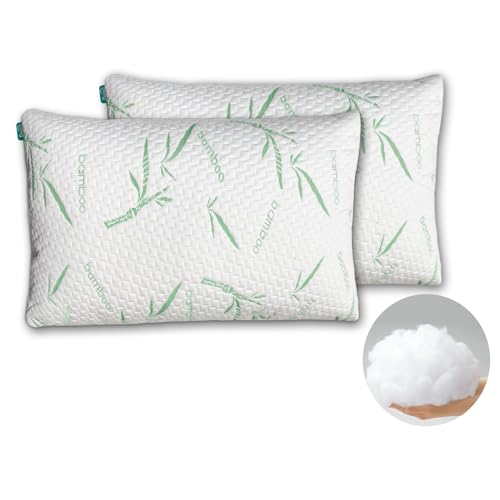 Colchones Dorm® 2 Almohadas de Bambu Transpirable de MicroGel | Cloud Pillow 2 Pack |Funda de Bambú | Firmeza: Media | Hipoalergénica, Certificaciones | 2...