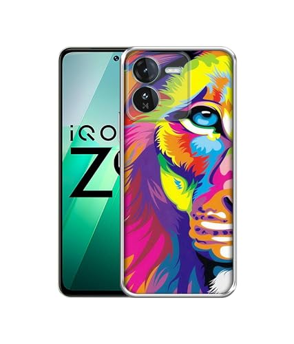 Image of Lion Design Printed Silicon Soft TPU Back Case Cover for iQOO Z9 5G, Multi Colour