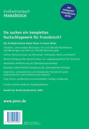 PONS Großwörterbuch Französisch. Französisch-Deutsch /Deutsch-Französisch