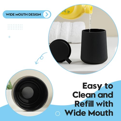 Image of YAUKPH Striped Liquid Hand Soap Dispenser with Leak-Proof Pump for Bathroom and Kitchen Countertop 11oz Black