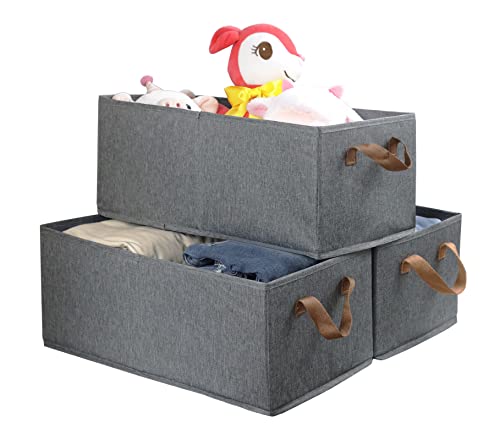 Image of Fordonral Pack of 3 Large Capacity Storage Bins Closet Organizer System, Sturdy Foldable Storage Boxes for Organizing Clothing, Sheets, Toys, Books - Shelf Organizer Shelves Basket Storage Bin