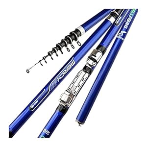 Vistuitrusting Set Draagbare koolstofvezel draaiende hengel 3. 6m-6.3m m Power Telescopic Rock Hengel CARP FEEDER SURF Spinningstang Vishengel (Color : Blue, Length : 3.6 m)