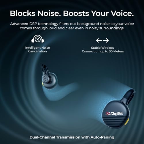Image of Digitek DWM 119 2-in-1 Wireless Microphone, Mic with 30m Range, 6Hr Battery, Noise Cancellation & Power Indicator, for iPhone & Android Smartphones, Ideal for Vlogging Live Streaming & Interviews